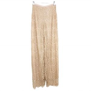 House of CB Womens Pants Nude Beige Lace High Rise Harem Wide Leg Boho Size S